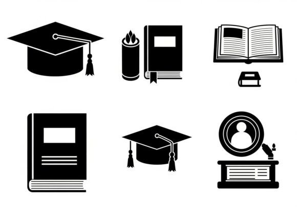 Black and White Educational Graduation Graphics Review