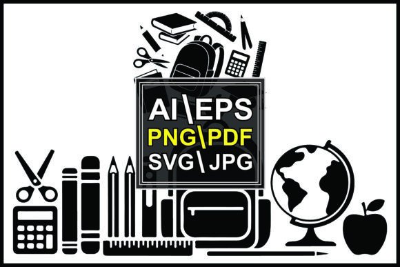 Black School Supplies Education: Clean Graphics for Back-to-School Crafts & Handmade Business