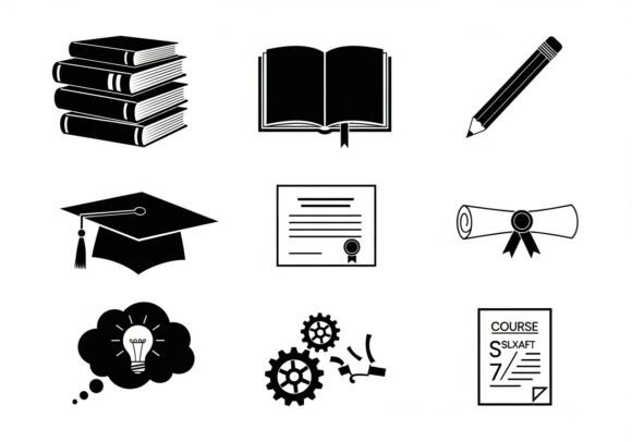 Black White Education Graphics for School-Themed Digital Products