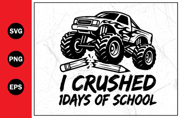 Crushed School Monster Truck Education T-Shirt Graphics