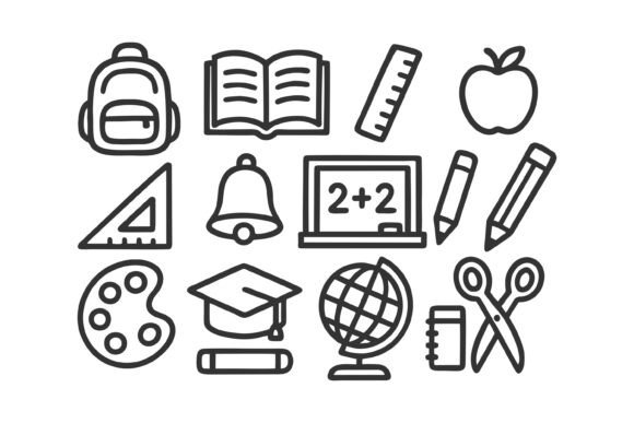 Education Icons Set Graphics for Editorial Content