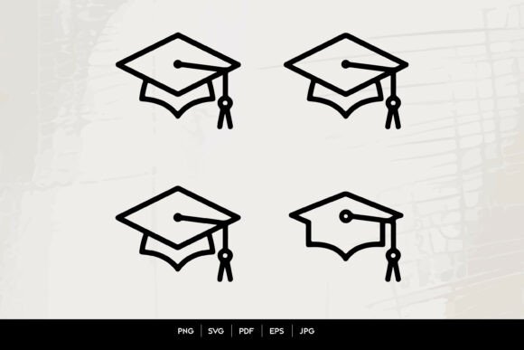 Graduation Cap Outline Icon Set