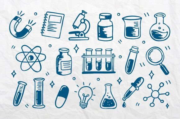 Hand Drawn Chemistry Laboratory Graphics & Illustrations for Crafters & Makers