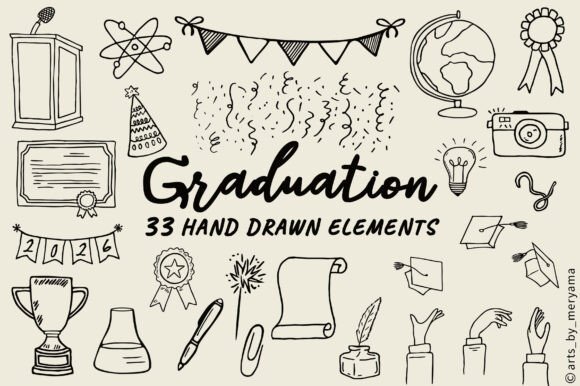 Hand Drawn Graduation Clipart Set SVG Review