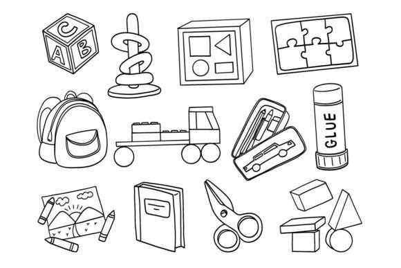 Kids School Doodle Icons Clipart Set Review