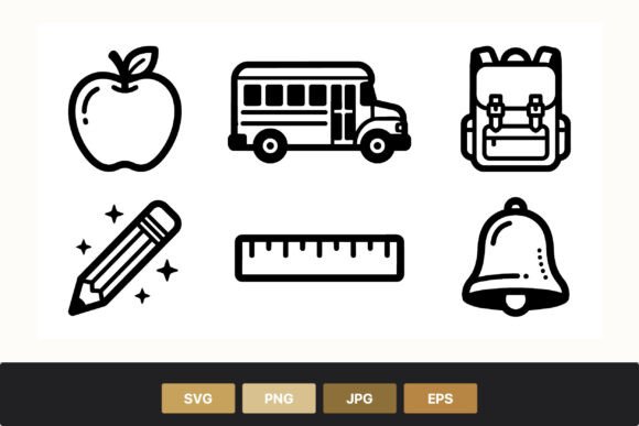 School Bus Apple Backpack Line Icons Review