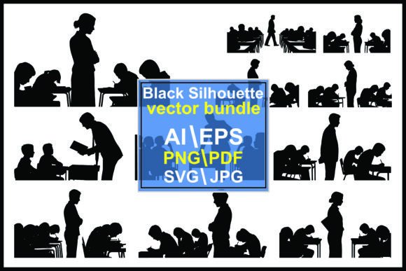 Silhouettes Classroom Students Teachers Graphics Illustrations