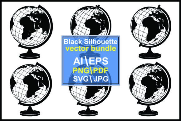 Silhouettes Globe on Stands – Clean Graphics for Modern Branding and Visual Content