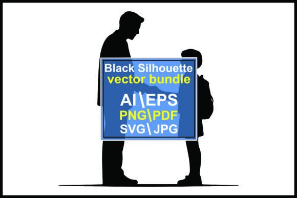 Silhouettes Man and Child Shaking Hands Graphics for Branding and Marketing Illustrations