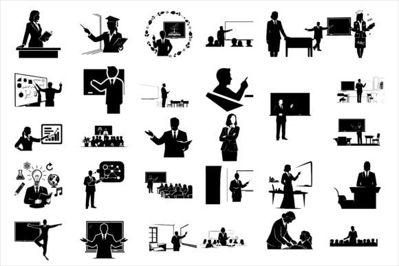 Teacher Classroom Silhouettes Featuring Graphics & Illustrations